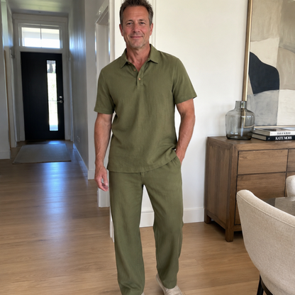 Bleamme Men Linen Two Piece Set